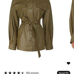 Love, Whit Olive Faux Leather Belted Jacket - XS
